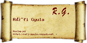 Réfi Gyula névjegykártya